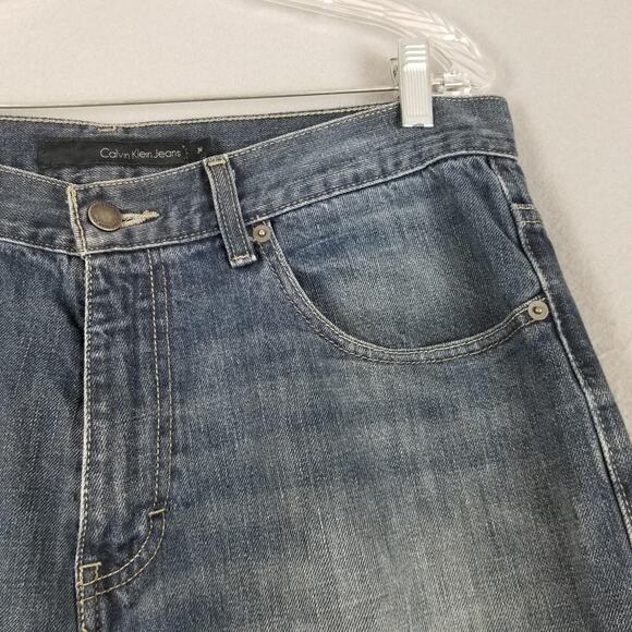 Calvin Klein Jeans Mens 34 Relaxed Straight Fit Distressed Denim 34x30 Jeans - Picture 4 of 16